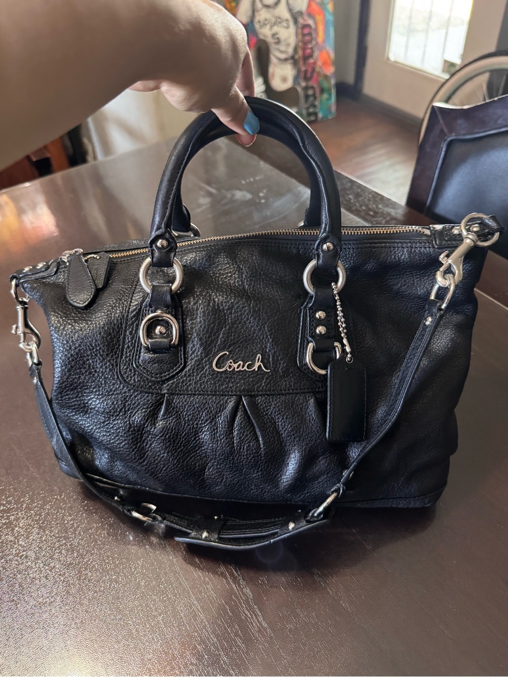 Authentic Coach Ashley Black Leather Satchel Y2K